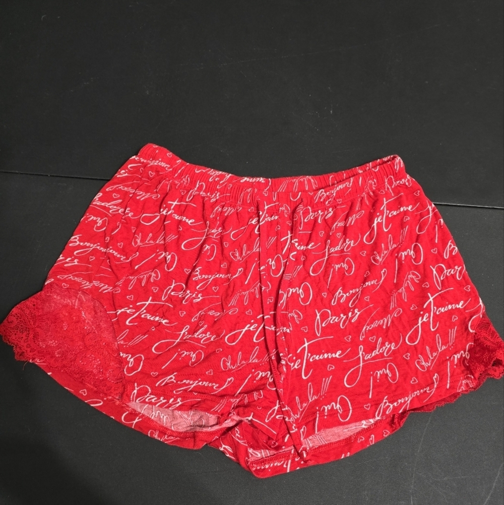 Red Shorts with Lace Trim Womens Size Medium Unbranded